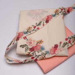 Cream and Peach Colour Cotton Embroidered DIY Set