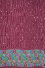Onion pink Colour Embroiderd Georgette Pleated Printed Fabric with Green Border