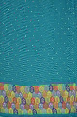 Sea green Colour Embroiderd Georgette Pleated Printed Fabric with Green Border