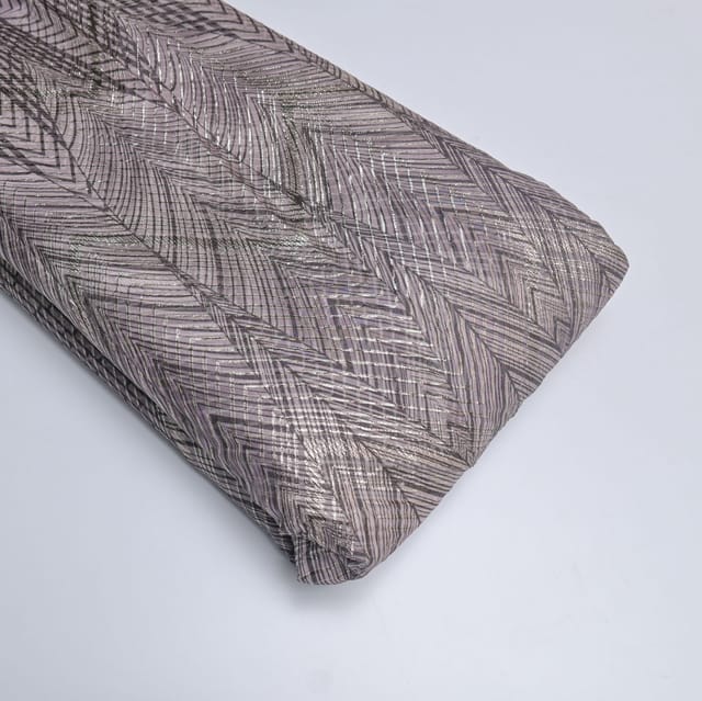Brown Colour Gota Embroidery Digital Printed Organza Fabric