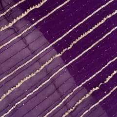 Purple Colour  Georgette Gota and Thread Embroidered Fabric