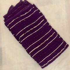 Purple Colour  Georgette Gota and Thread Embroidered Fabric
