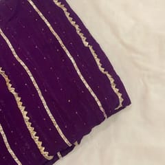 Purple Colour  Georgette Gota and Thread Embroidered Fabric