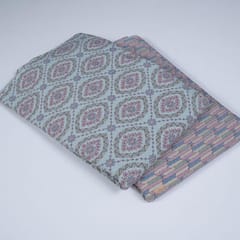 5 Mtr. Powder Blue and Multi Colour Cotton Block Print Set