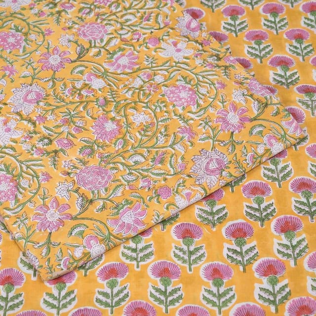 5 Mtr. Yellow Colour Cotton Print Set