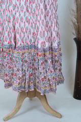 White Color Cotton Printed Dress