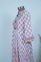 White Color Cotton Printed Dress