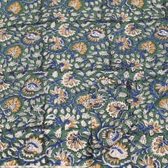 Green Colour traditional Bagru Printed Fabric