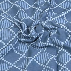 Grey Colour Daboo goemetric Printed Fabric