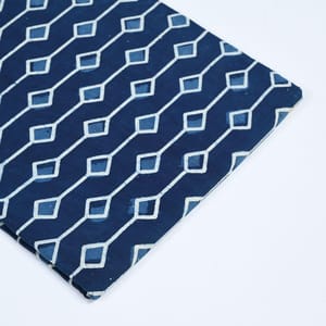 Indigo Blue Colour Daboo goemetric Printed Fabric