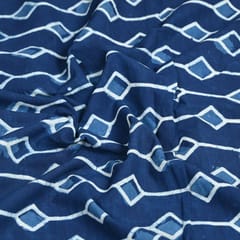 Indigo Blue Colour Daboo goemetric Printed Fabric