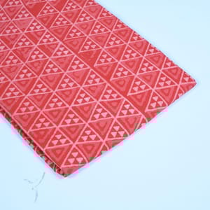 Red Colour Daboo goemetric Printed Fabric
