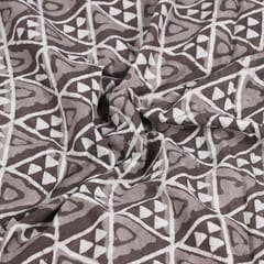 Brown Colour Daboo goemetric Printed Fabric