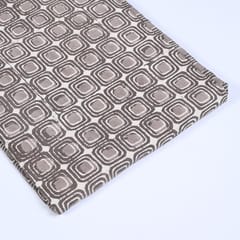 Brown Colour Daboo goemetric Printed Fabric
