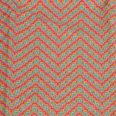 Bright Pink and Firozi Cotton Printed Fabric