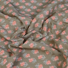 Khaki Colour Cotton Printed Fabric