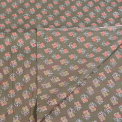 Khaki Colour Cotton Printed Fabric