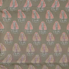 Khaki Colour Cotton Printed Fabric