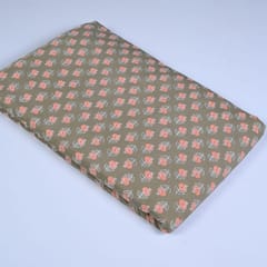 Khaki Colour Cotton Printed Fabric