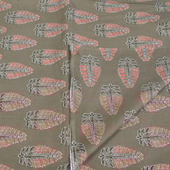 Khaki Colour Cotton Printed Fabric