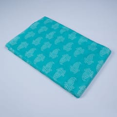 Firozi Colour Cotton Printed Fabric