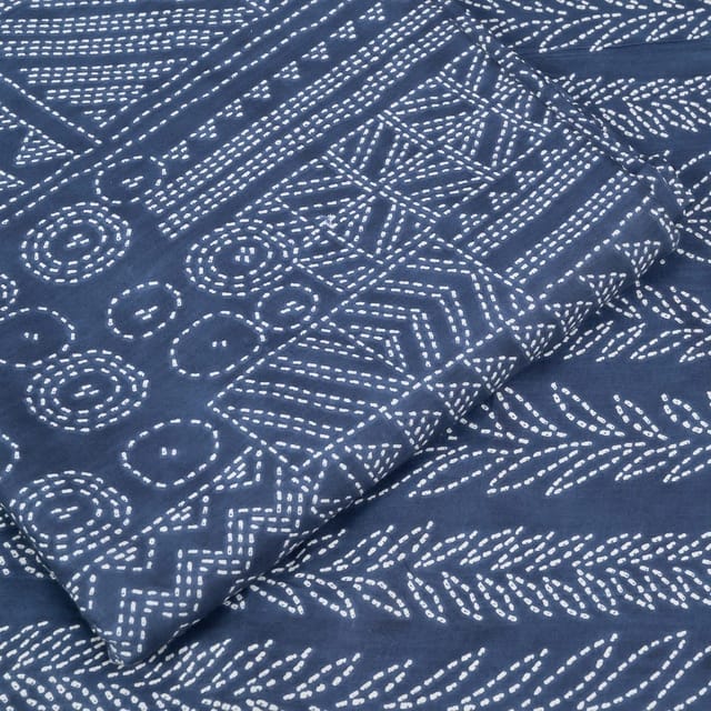 Blue Colour Cotton Printed Fabric Set