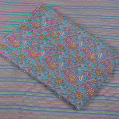 Grey and Blue Colour Cotton Printed Fabric Set