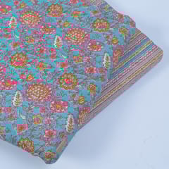 Grey and Blue Colour Cotton Printed Fabric Set