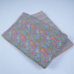 Grey and Blue Colour Cotton Printed Fabric Set