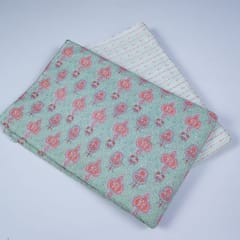 Green Colour Cotton Printed Fabric Set