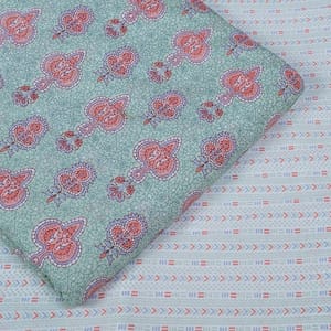 Green Colour Cotton Printed Fabric Set