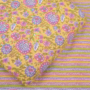 Multi and Yellow Colour Cotton Printed Fabric Set