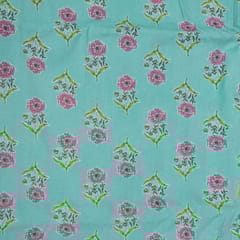 Green Colour Cotton Printed Fabric