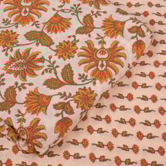 Peach Colour Cotton Printed Fabric Set