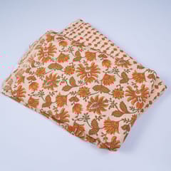 Peach Colour Cotton Printed Fabric Set