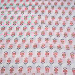 Cream Colour Cotton Printed Fabric