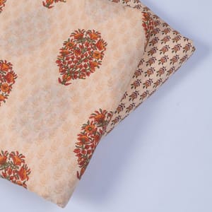 Peach Colour Cotton Printed Fabric Set