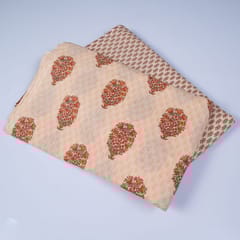 Peach Colour Cotton Printed Fabric Set