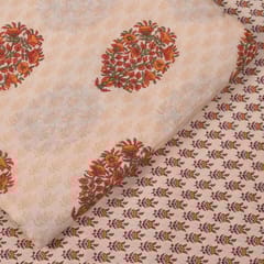Peach Colour Cotton Printed Fabric Set