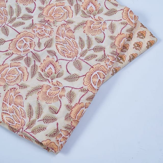 Light Beige Colour Cotton Rapid Printed Fabric Set