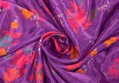 Purple Multicolor Floral Printed Chiffon Fabric