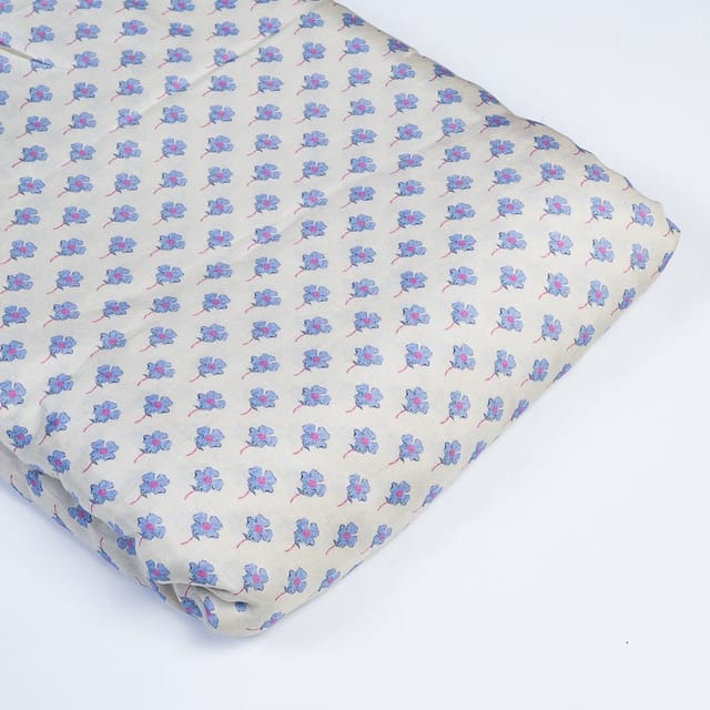Grey Colour Muslin Digital Printed Fabric