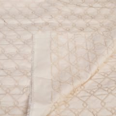 Cream Colour Kora Cotton Embroidered Fabric