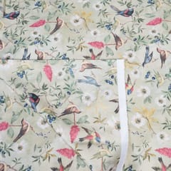 Lime Green Colour Linen Cotton Digital Print