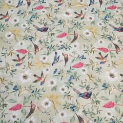 Lime Green Colour Linen Cotton Digital Print