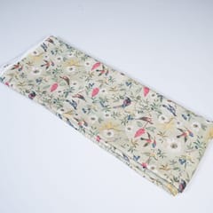 Lime Green Colour Linen Cotton Digital Print