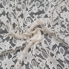 Off White Floral Design Dyeable Cotton Net