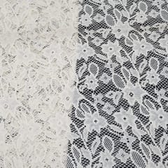 Off White Floral Design Dyeable Cotton Net