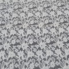 Off White Floral Design Dyeable Cotton Net