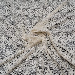 Off White Floral Design Dyeable Cotton Net